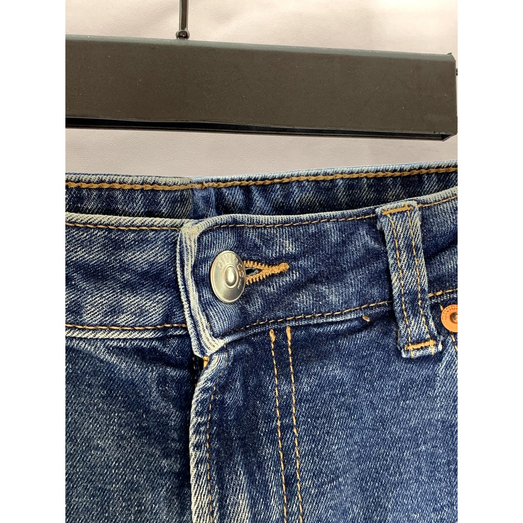 DIVIDED By H&M Women's Dark Blue Frayed Hem Tapered-Leg Five-Pocket Jean SZ 12