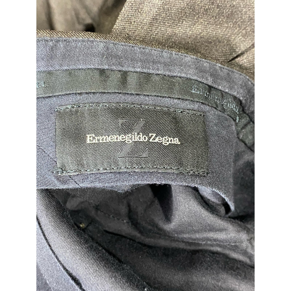ERMENEGILDO ZEGNA Men's Brown Pleated Front Wool Suit Pants SZ 36