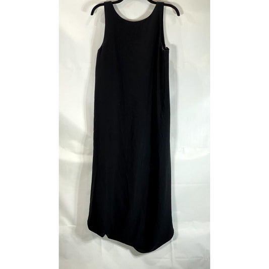 OAK + FORT Women's Black Solid Relaxed-Fit Scoop-Neck Sleeveless Midi Dress SZ S