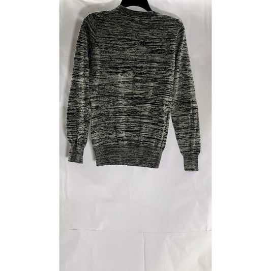 FRENCH CONNECTION Women's Gray-Black Sequin Embellished Bird Sweater SZ S