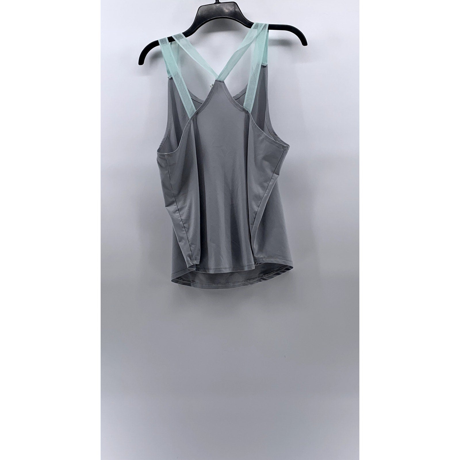 UNDER ARMOUR Women's Gray-Blue Mesh Cross-Strap Loose-Fit Tank Top SZ L