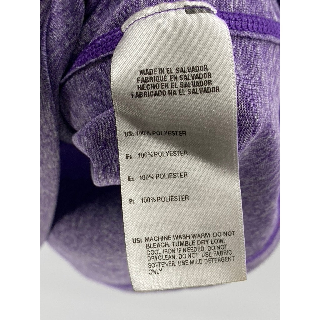 ADIDAS Women's Purple Heather Crewneck Short Sleeve Top SZ L