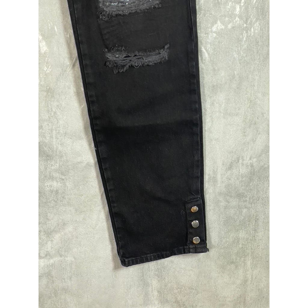 MAN BOOHOOMAN Men's Black Distressed Stretch Popper Hem Cargo Jeans SZ 36