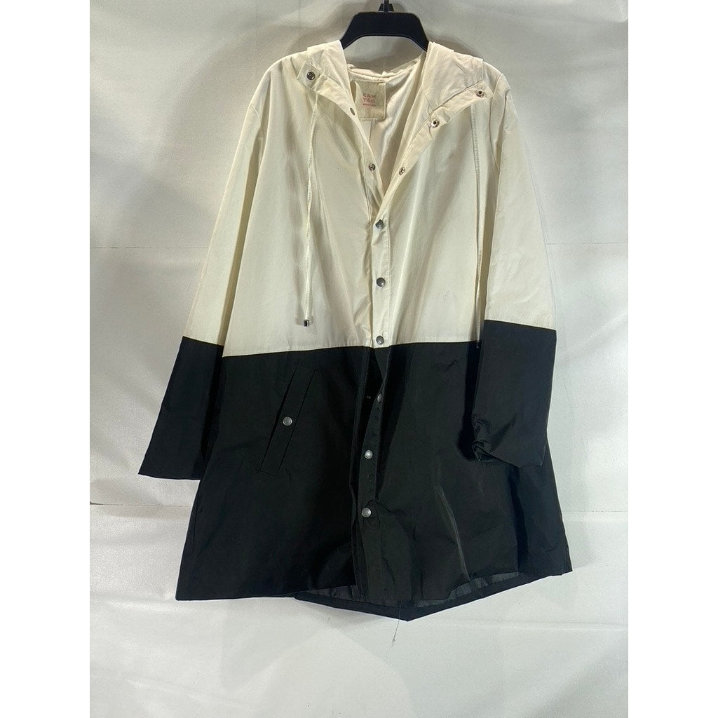 CANTAO Women's Cream/Black Snap Button Lightweight Windbreaker Jacket SZ S