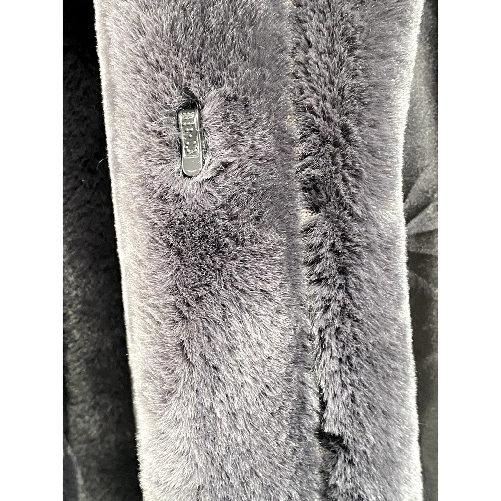 JONES NEW YORK Women's Gray Faux Fur Open Front Coat SZ S