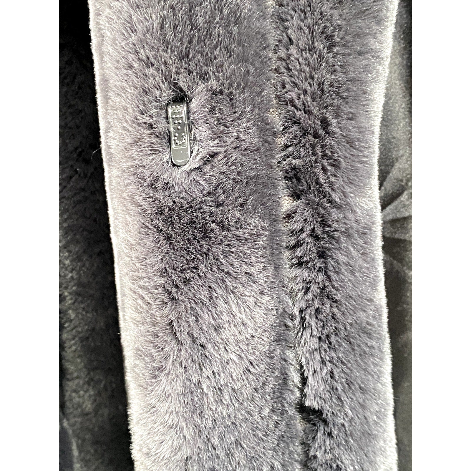 JONES NEW YORK Women's Gray Faux Fur Open Front Coat SZ S