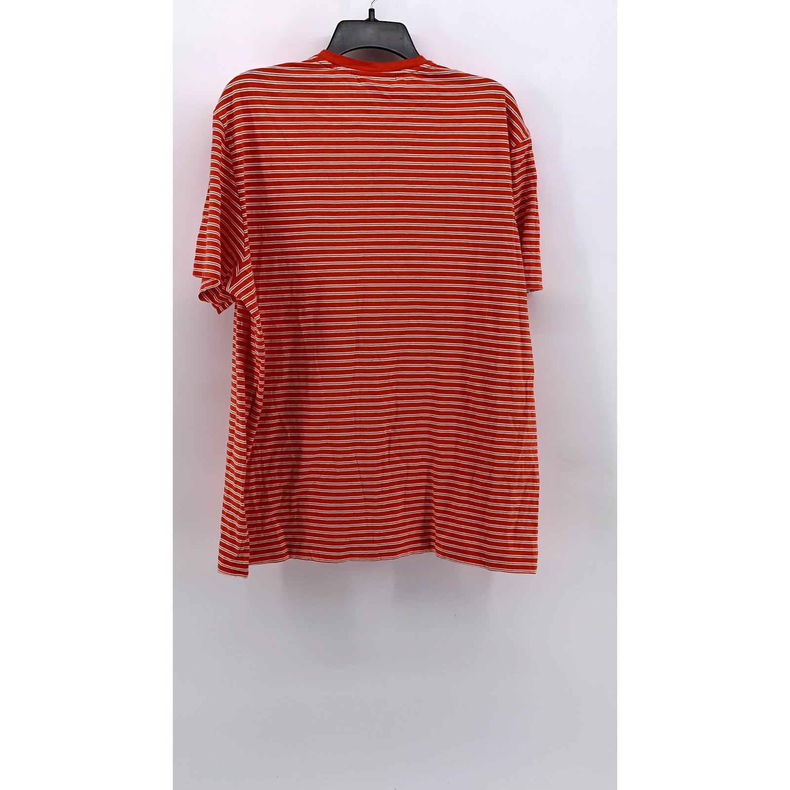 LACOSTE Men's Red-Orange Striped Regular Fit Short Sleeve Shirt SZ XXL