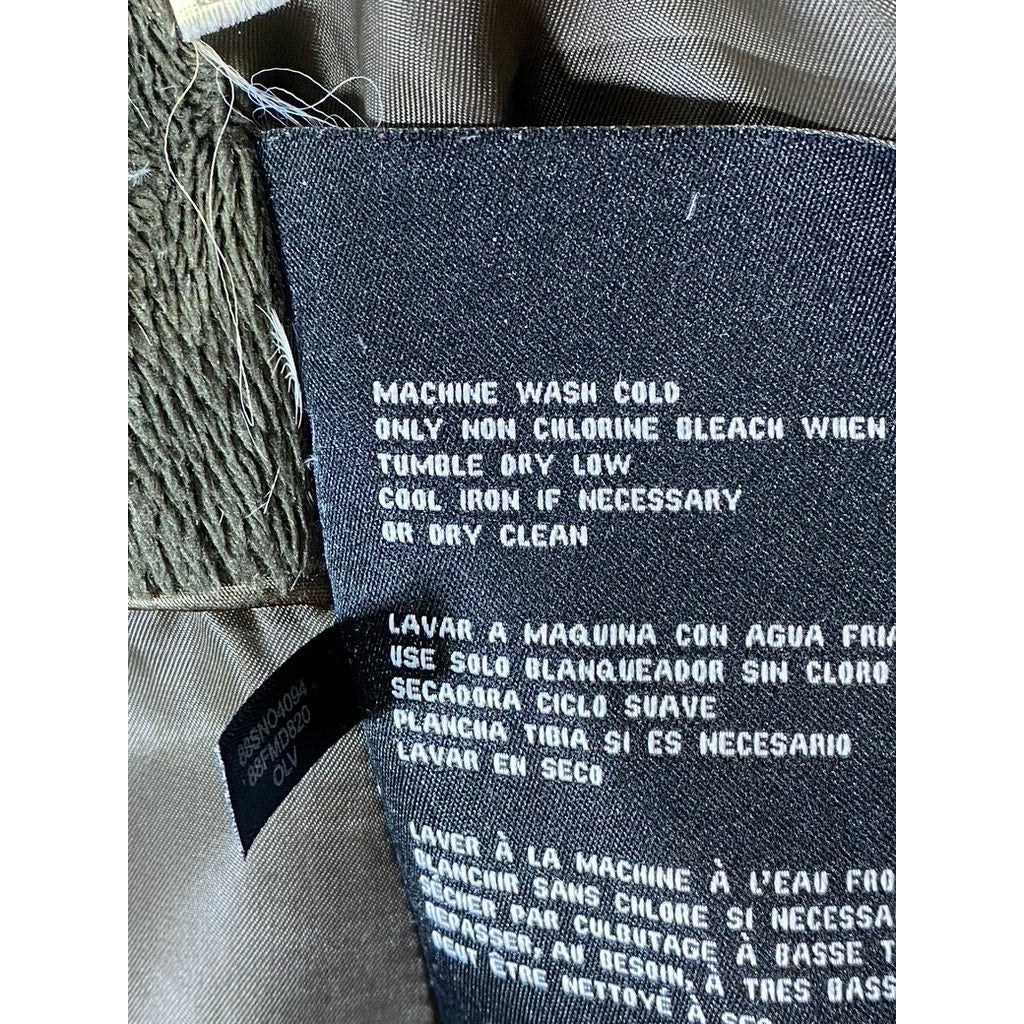 ELLEN TRACY Women's Olive Full-Zip Snap-Button Stand Collar Puffer Jacket SZ S