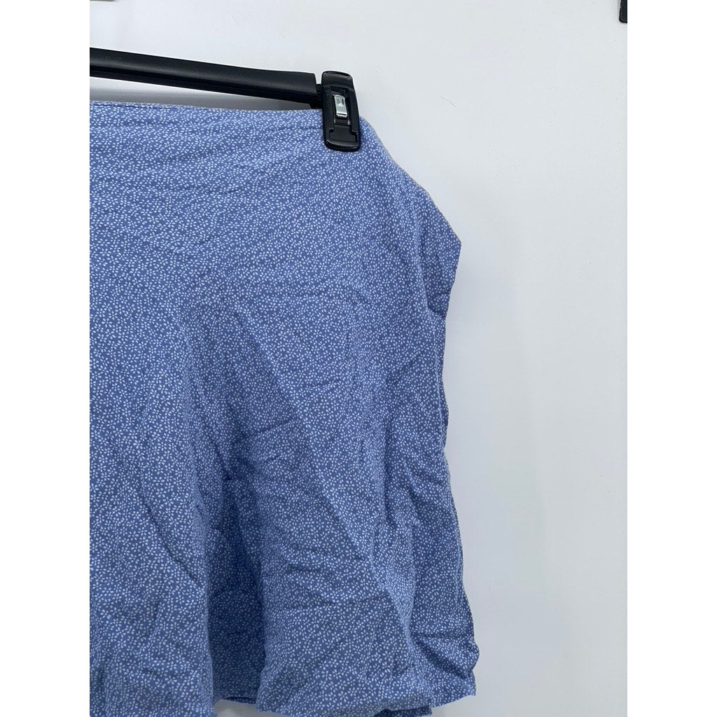 BRANDY MELVILLE Women's Blue Ditsy Floral Mini Wrap Skirt SZ OS