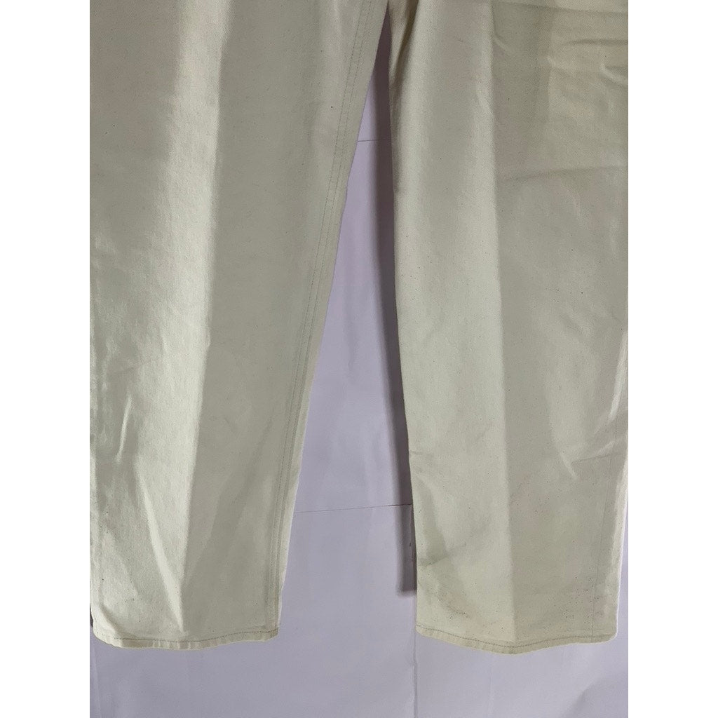 BANANA REPUBLIC Women's Beige Relaxed-Fit Straight-Leg Five Pocket Jean SZ 32X32