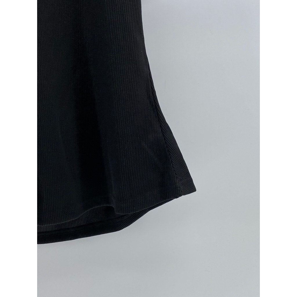 UNBRANDED Women's Black Ribbed Crewneck Casual Sleeveless Tank Top SZ M