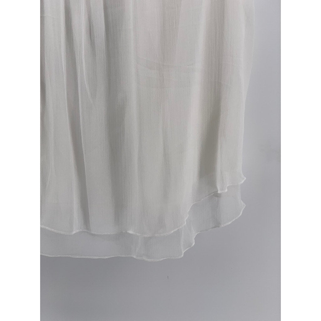 UNBRANDED Women's White Solid Scoop-Neck Pleated Tank SZ 18