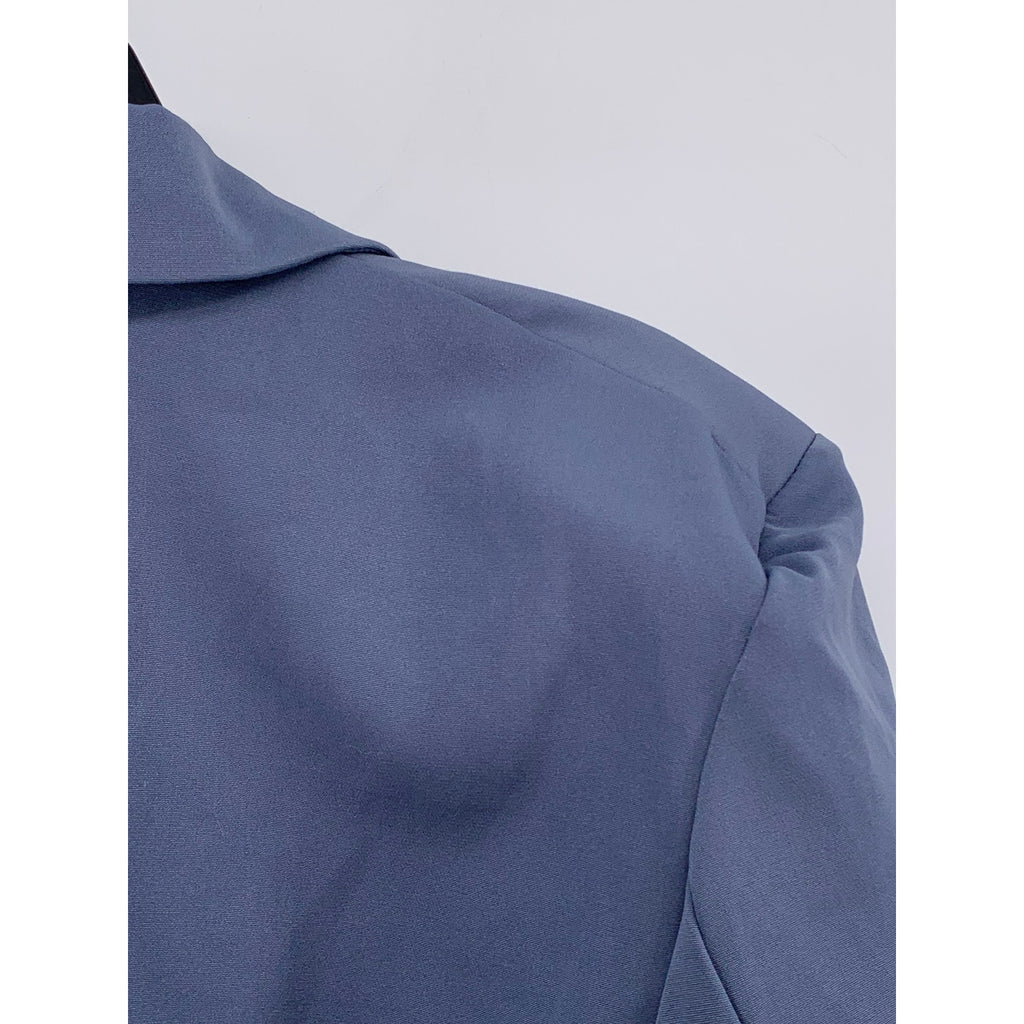 INDEFEIR Women's Blue Single Button Notch Collar Long Sleeve Cropped Top SZ XS