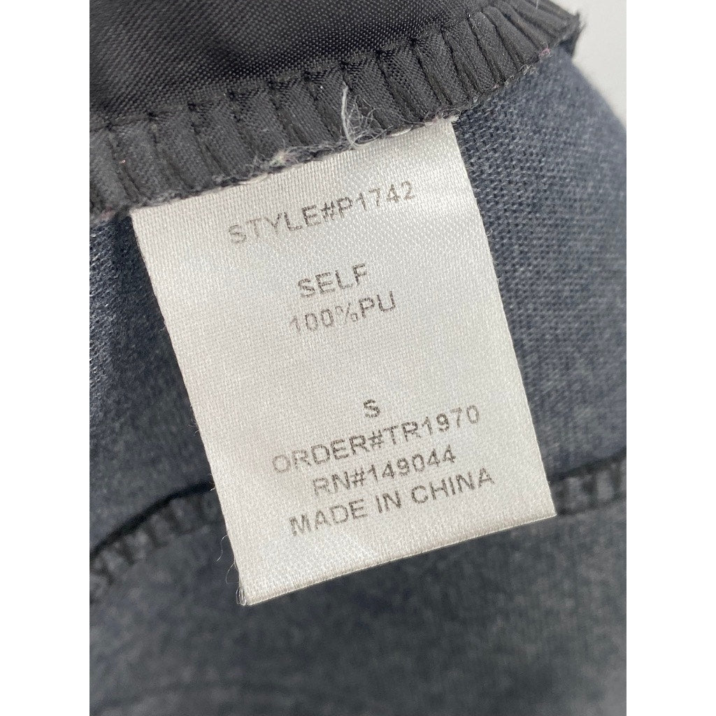 ON FLEEK Women's Black Faux Leather High-Rise Shorts SZ S