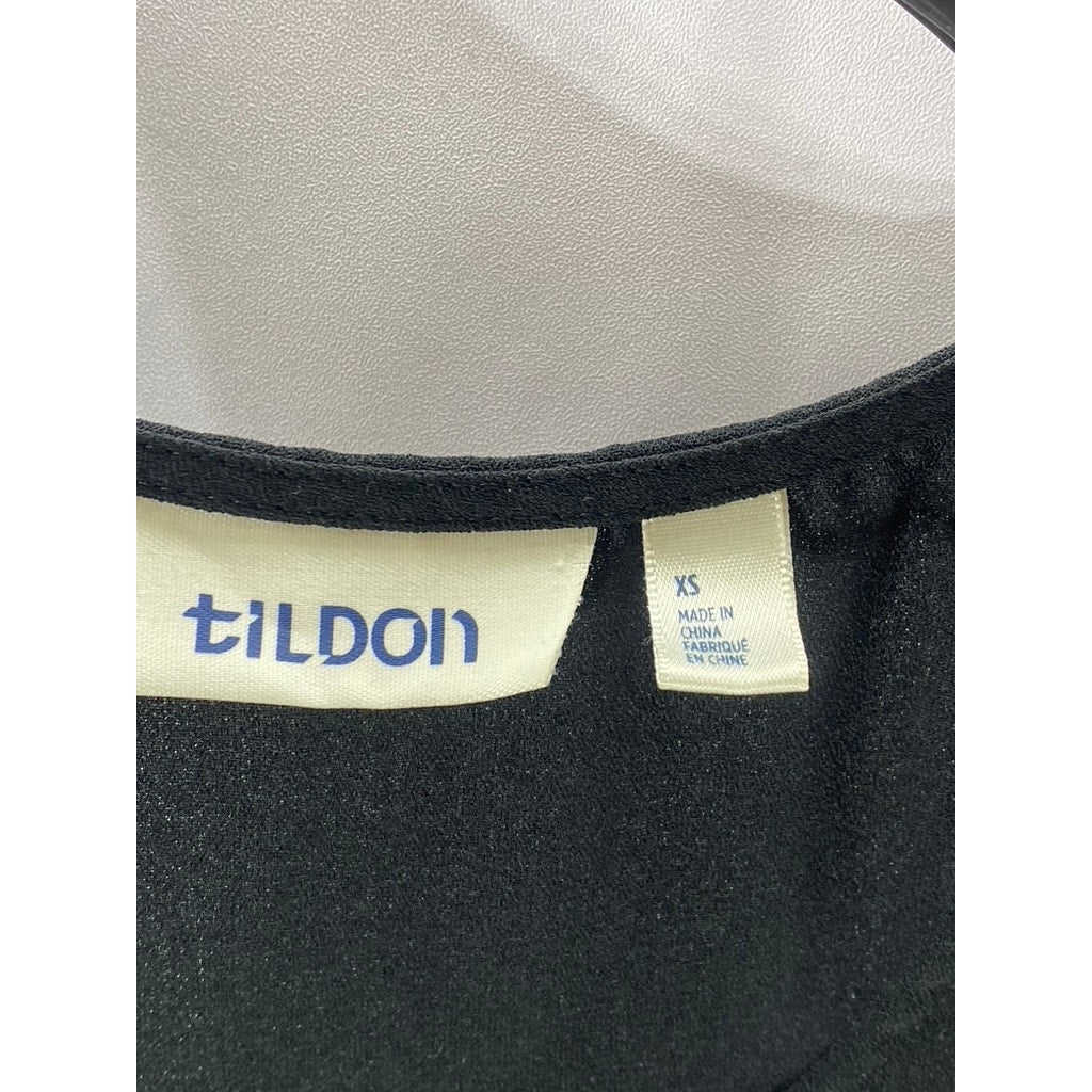 TILDON Women’s Black Solid Crewneck Shift Racerback Mini Dress SZ XS