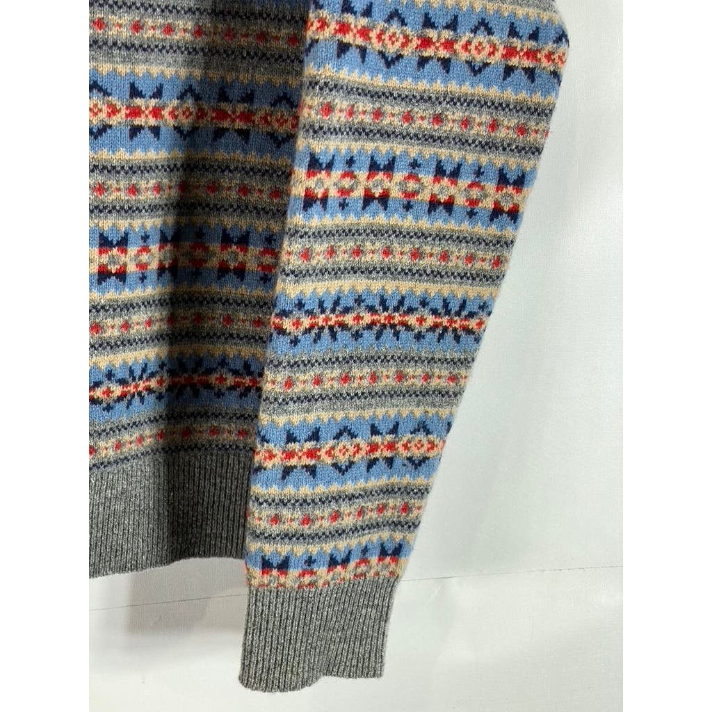 J.CREW Men's Grey Multi Crewneck Lambswool Pullover Sweater SZ M