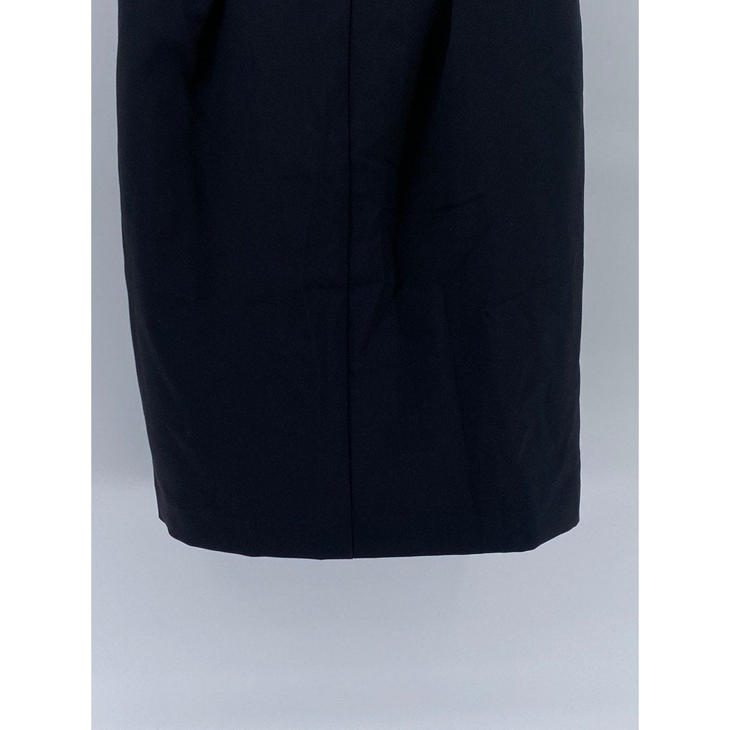 H&M Women's Black Crewneck Short Flutter Sleeves Sheath Knee Length Dress SZ S