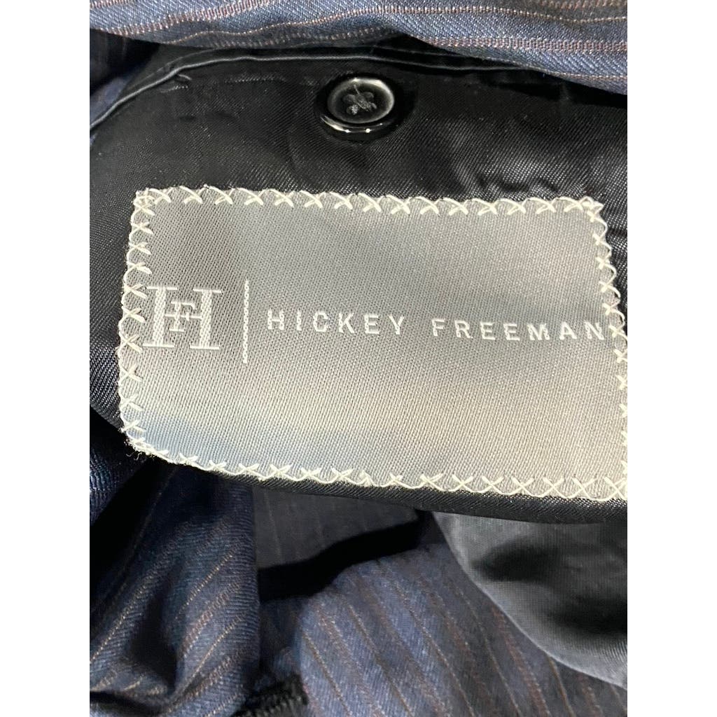 HICKEY FREEMAN Men's Navy Short Striped Two-Button Worsted Wool Suit Jacket SZ40