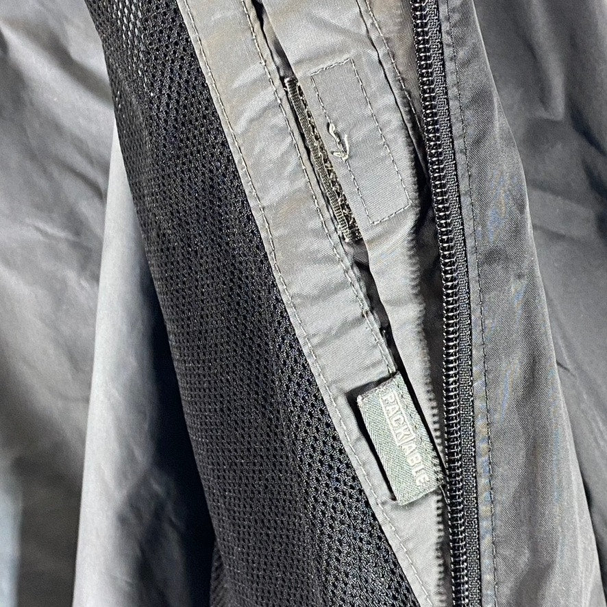 COLUMBIA Men's Black/Grey Glennaker Lake Full-Zip Vintage Rain Jacket SZ M