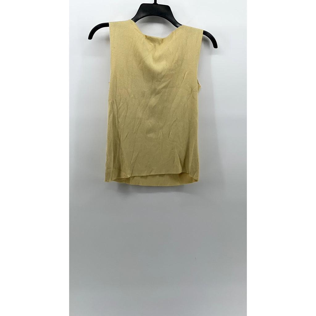 COLDWATER CREEK Women's Yellow Silk-Cotton High-Neck Knit Sleeveless Top SZ S