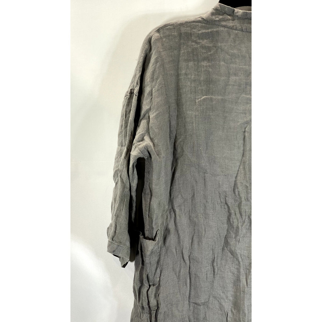 MEGASCHONI Women's Gray Linen Open-Front Lightweight Cardigan SZ S