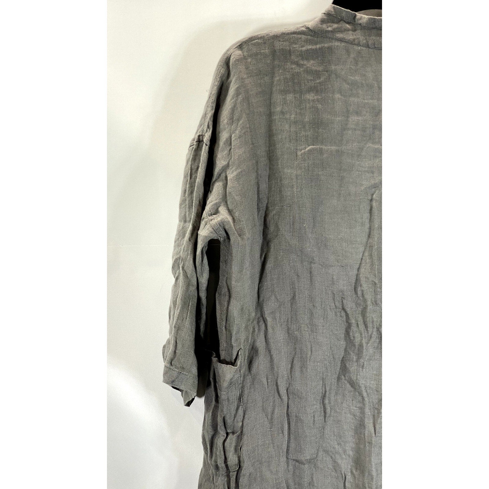 MEGASCHONI Women's Gray Linen Open-Front Lightweight Cardigan SZ S