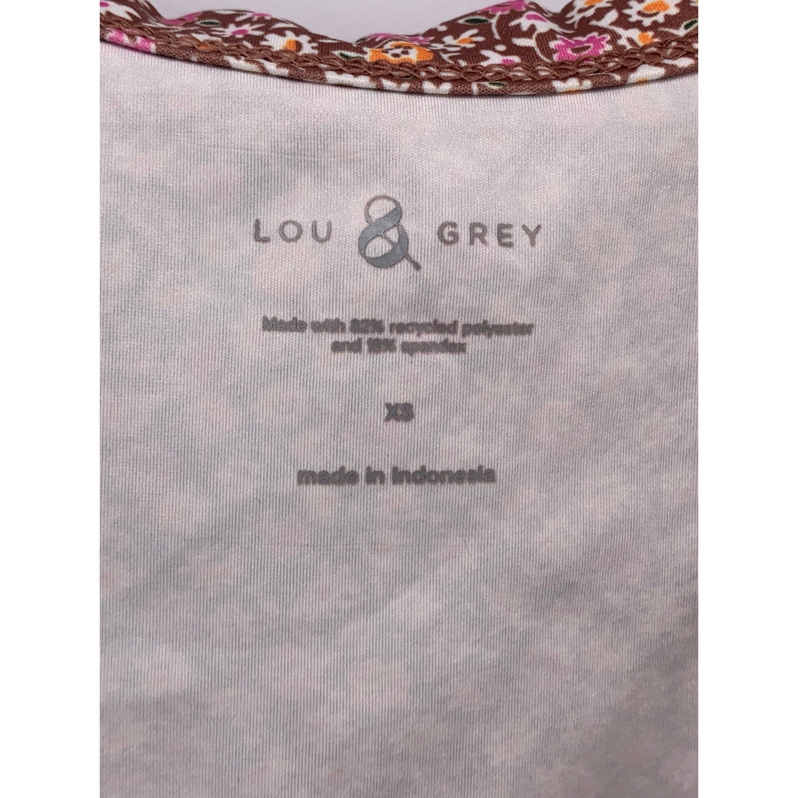 LOU & GREY Women's Brown Floral Deep Scoop-Neck Sleeveless Cropped Top SZ XS