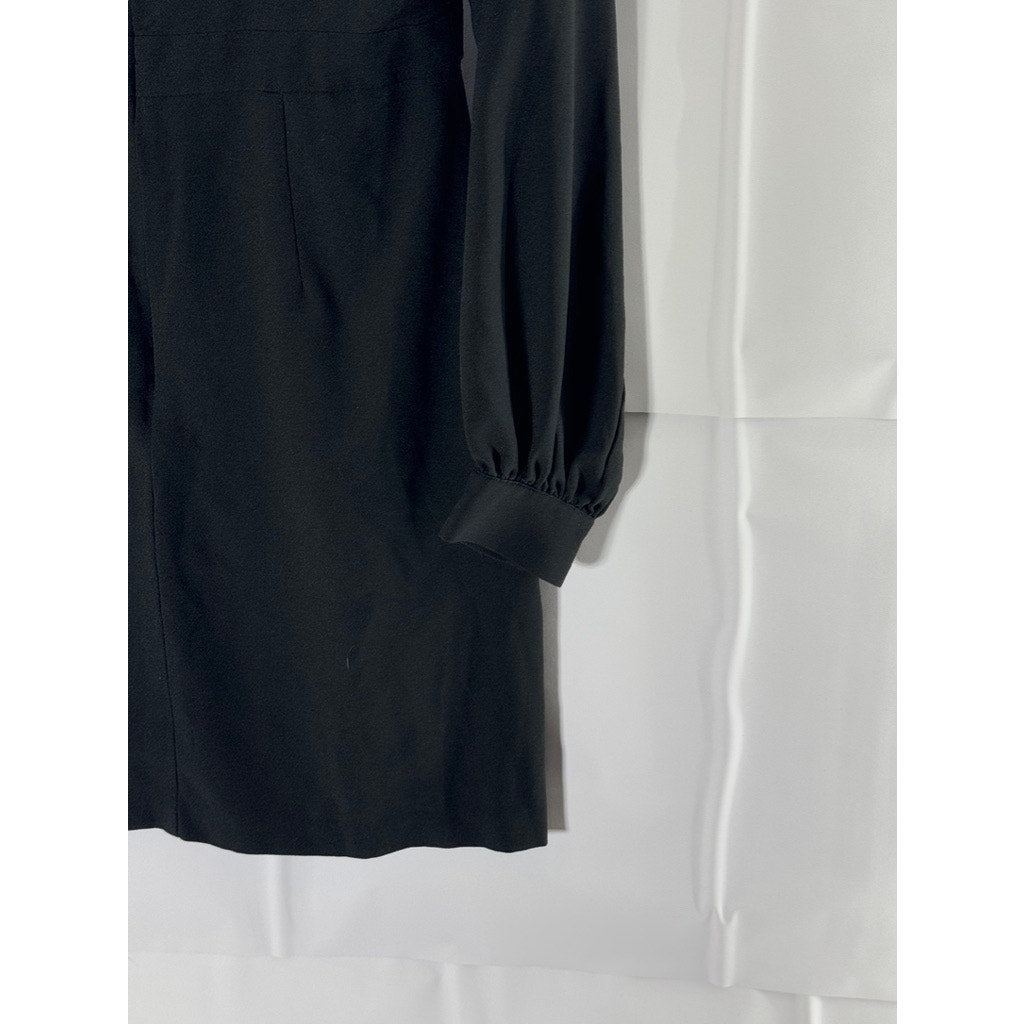 HUTCH Women's Black Solid Button-Shoulder Detail Long Sleeve Mini Dress SZ 8