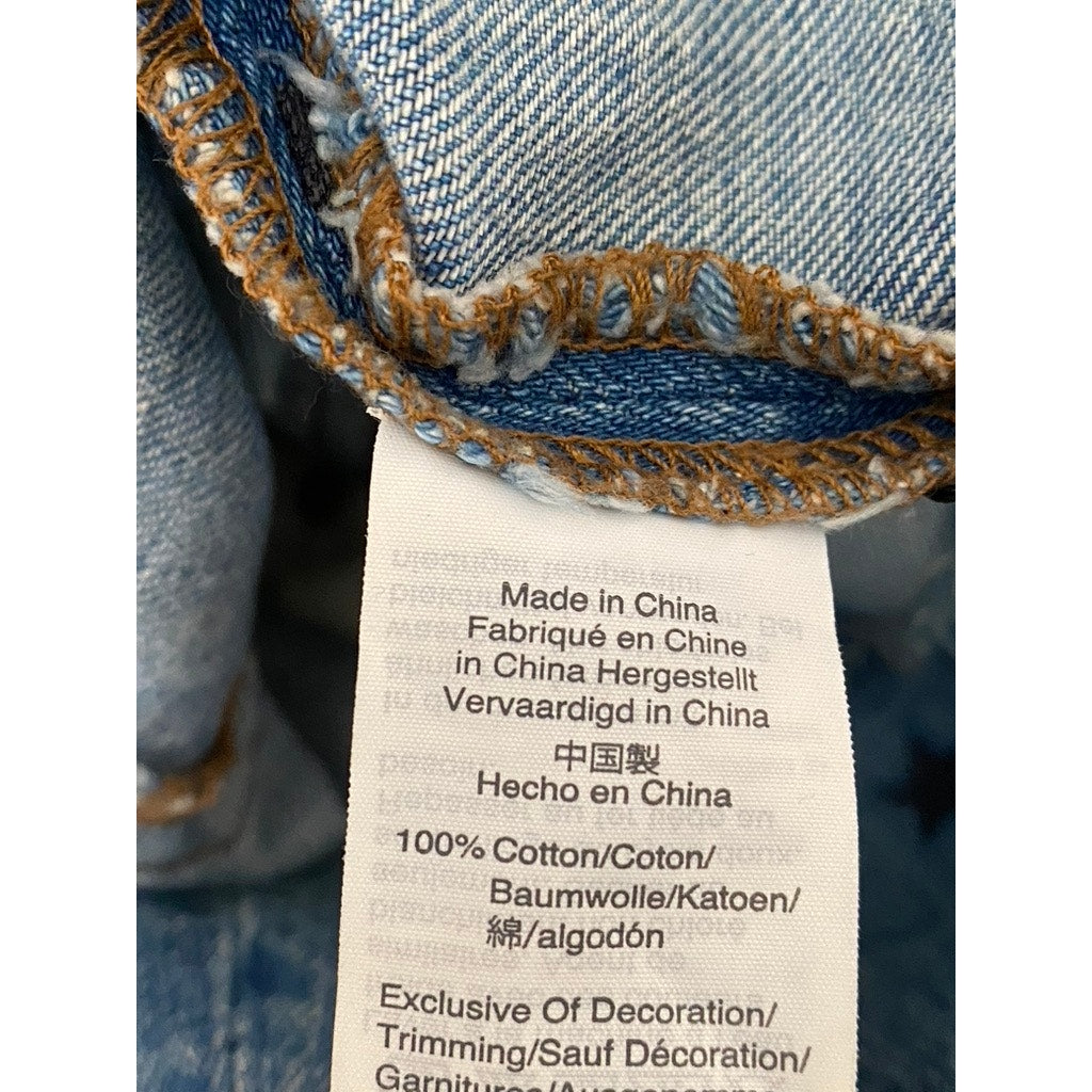MADEWELL Women's Blue Rigid Denim Star Print Raw-Hem A-Line Mini Skirt SZ 25