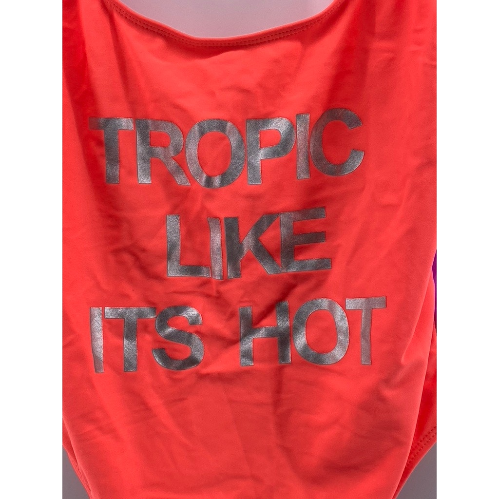UNBRANDED Women's Pink-Magenta Scoop-Neck Tropic Like It's Hot Swimsuit SZ S