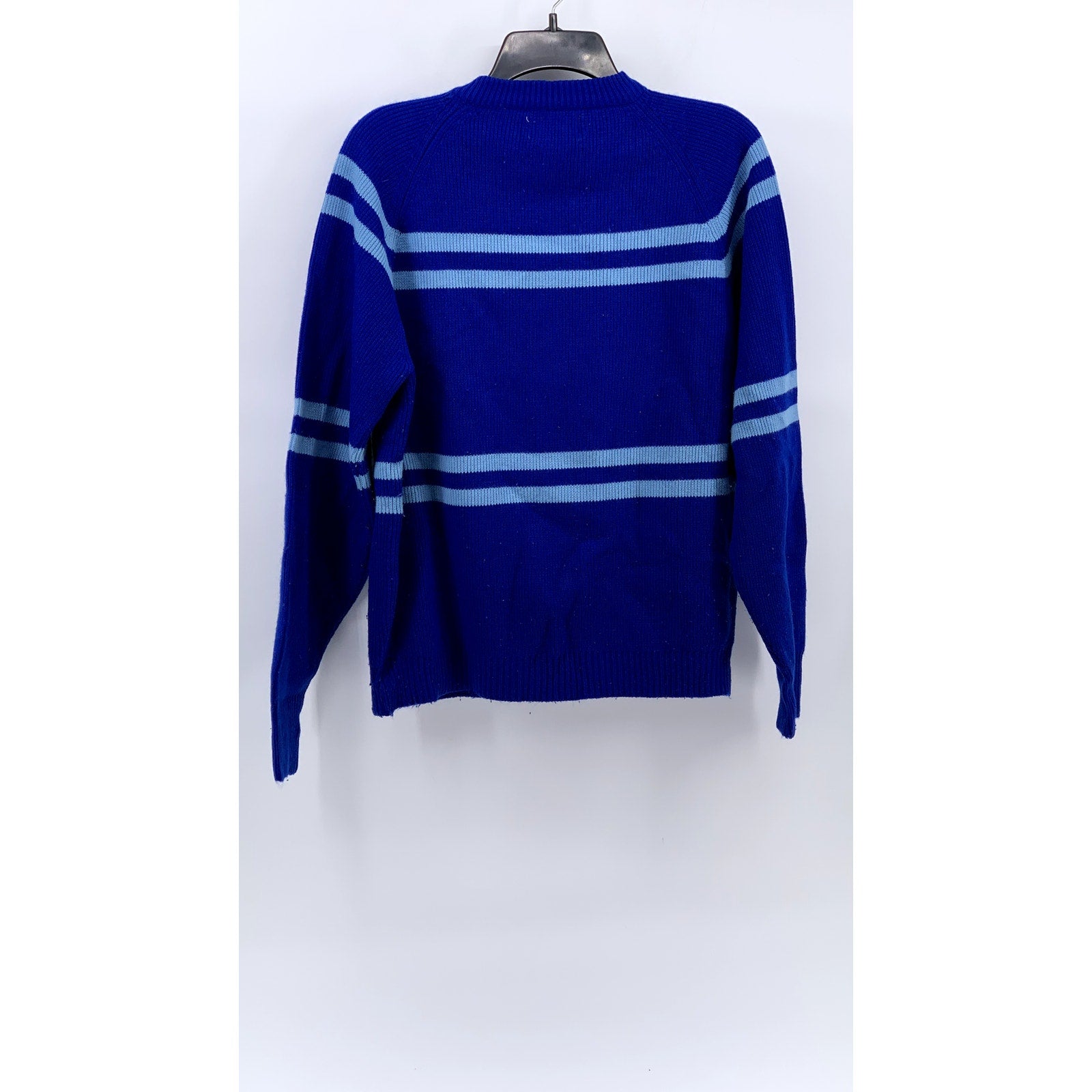SEARS THE MEN'S STORE Men's Vintage Royal Blue Knit Striped Sweater SZ L