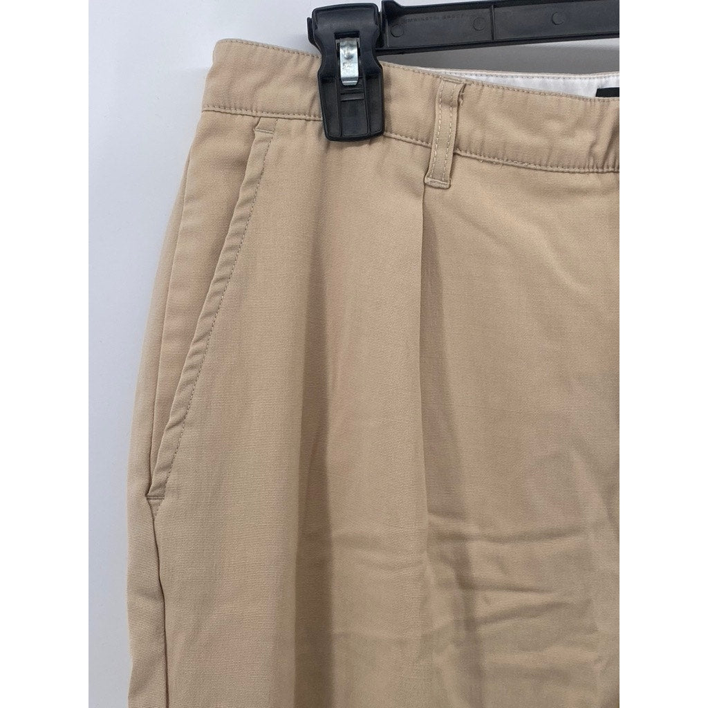 ZANEROBE Men's Tan Straight-Leg Wool-Blend Spilt Hem Pants SZ 32
