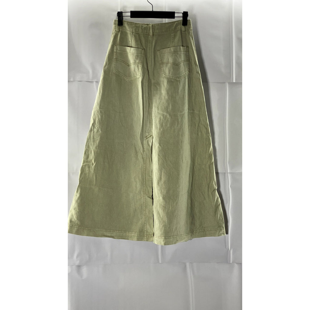PAZZO Women's Beige Denim A-Line Midi Skirt SZ S