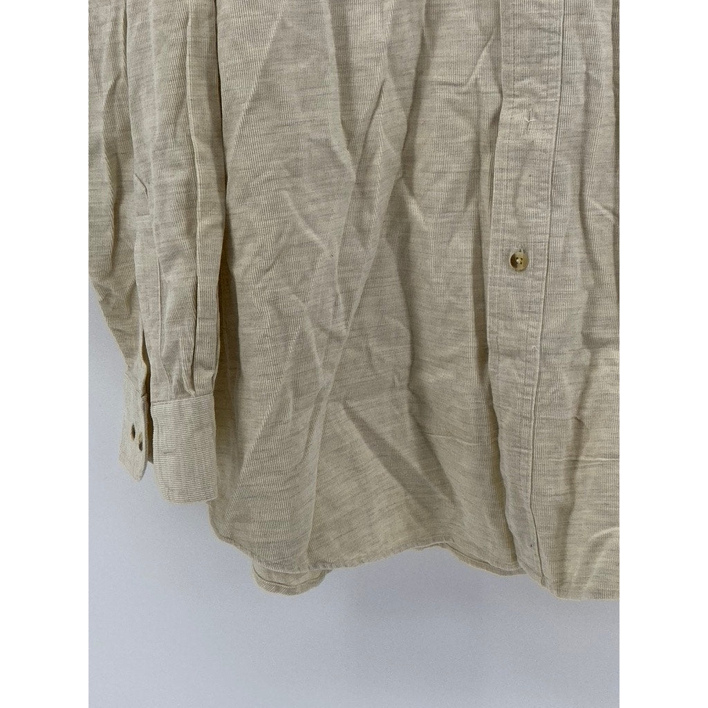 TRADER BAY Men's Beige Regular-Fit Button-up Long Sleeve Shirt SZ L