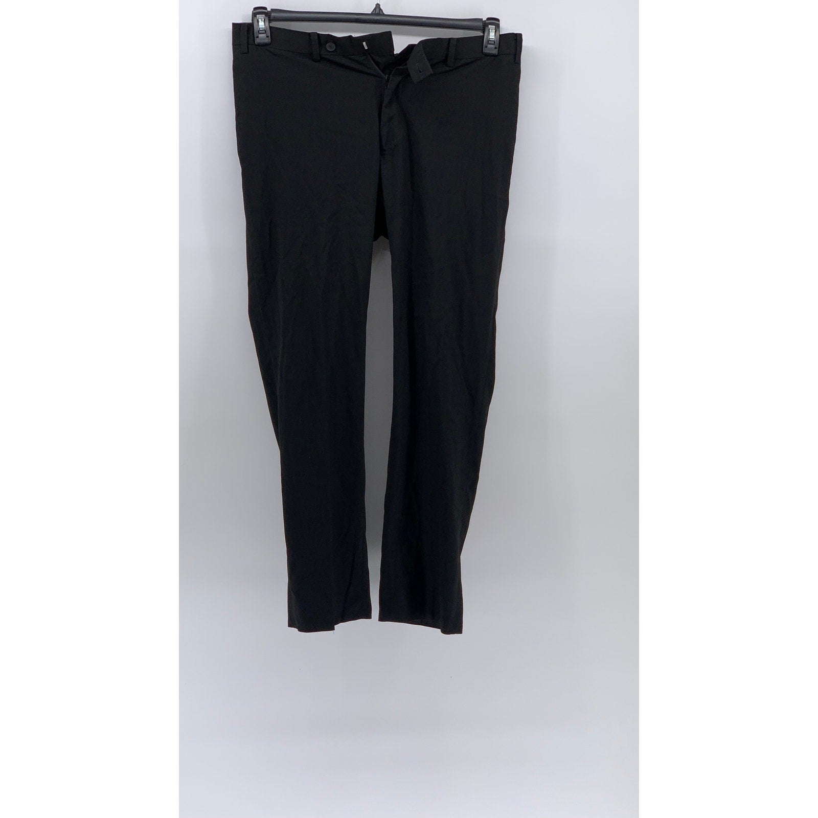 CALVIN KLEIN Men's Black Solid Slim-Leg Regular-Fit Flat Front Pants SZ 36X30
