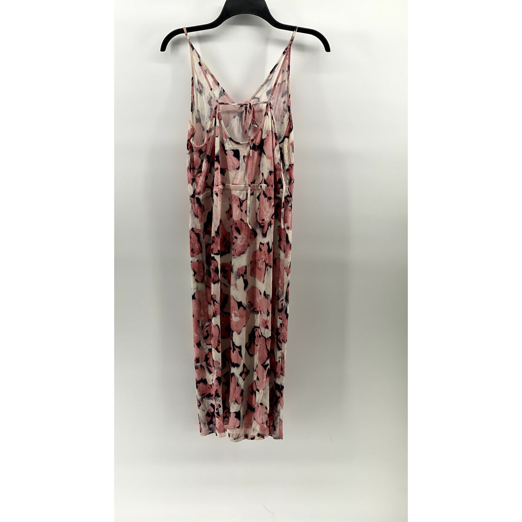 & OTHER STORIES Women's White-Pink V-Neck Strappy Open-Back Midi Dress SZ 12