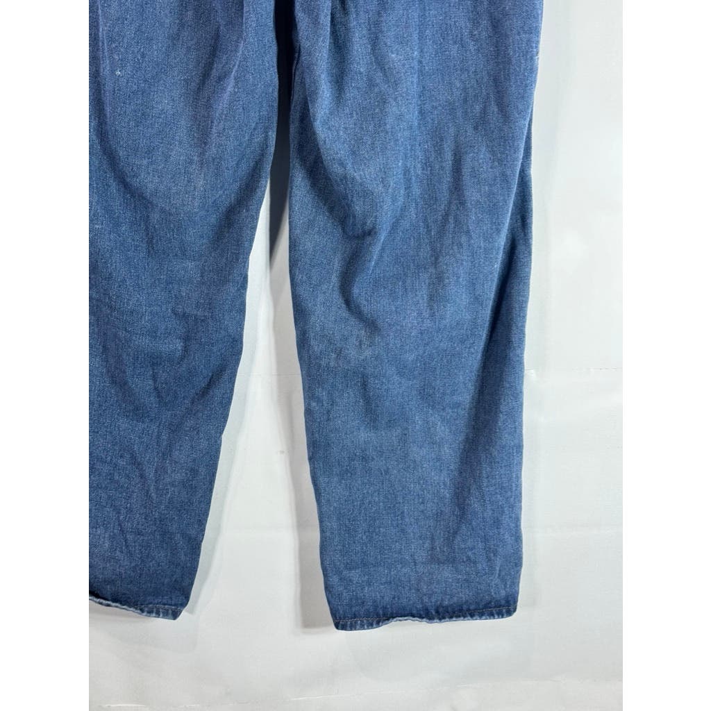 CIDER Women's Blue Denim High-Rise Wide-Leg Straight Jeans SZ XL(10)