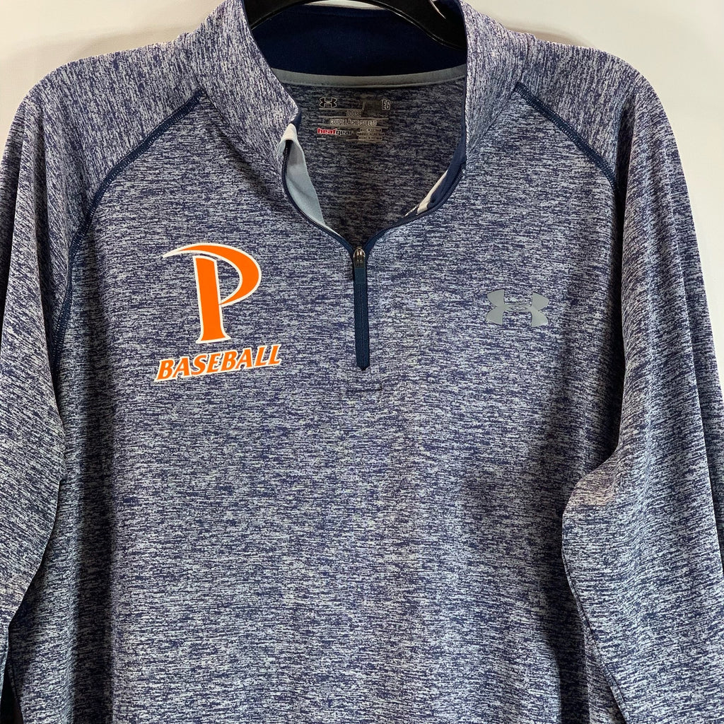 UNDER ARMOUR Men's Blue Pepperdine Waves Quarter-Zip Loose-Fit Shirt SZ XL