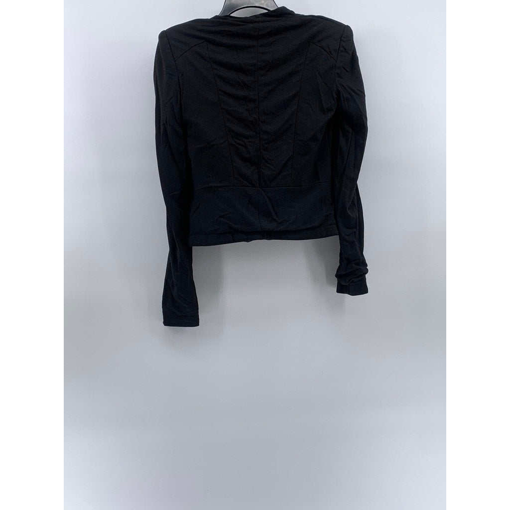 HELMUT HELMUT LANG Women's Petite Black Asymmetrical Zip-Up Top SZ P-XS