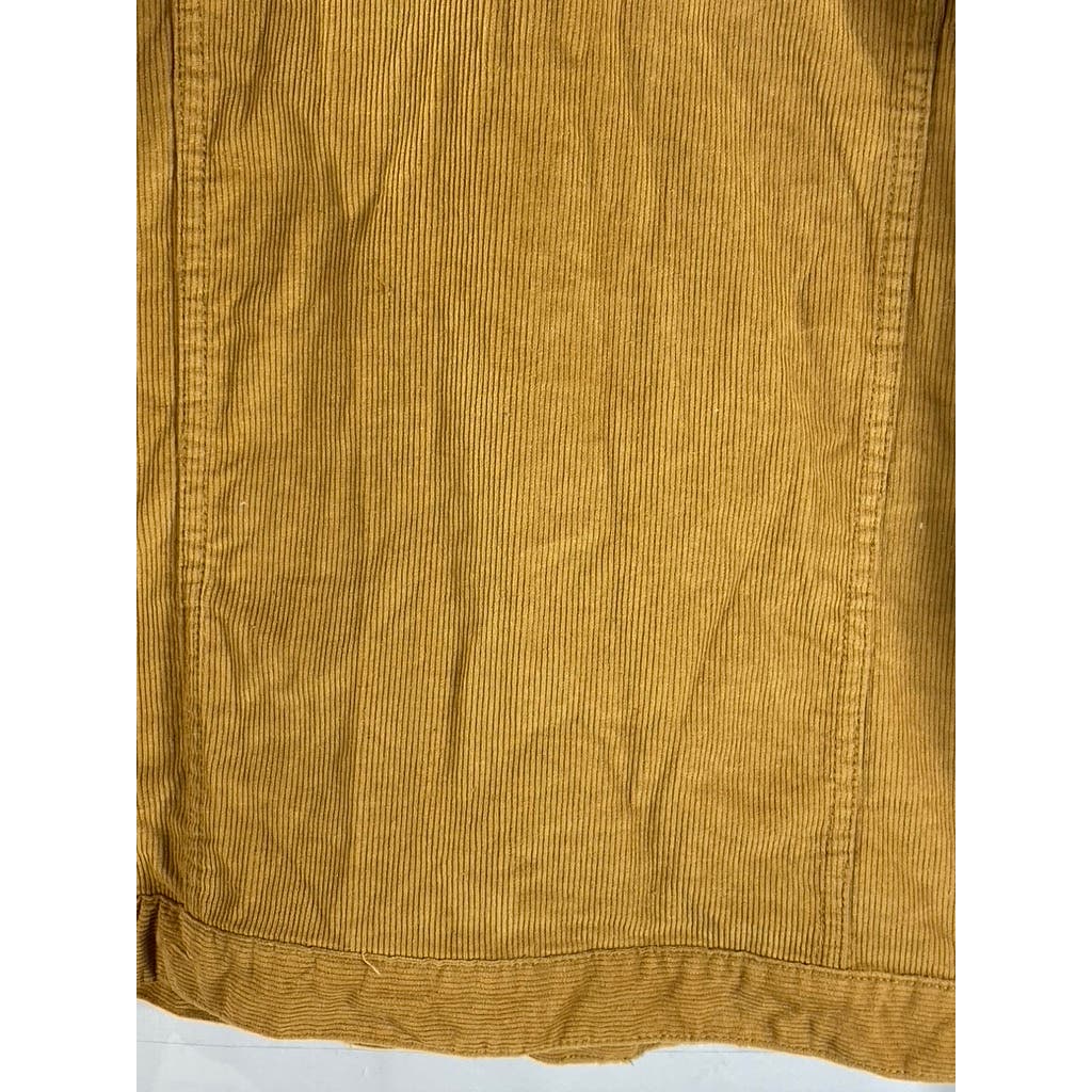 BOOHOOMAN Men's Tan Corduroy Regular-Fit Button-Up Borg Collar Jacket SZ XL