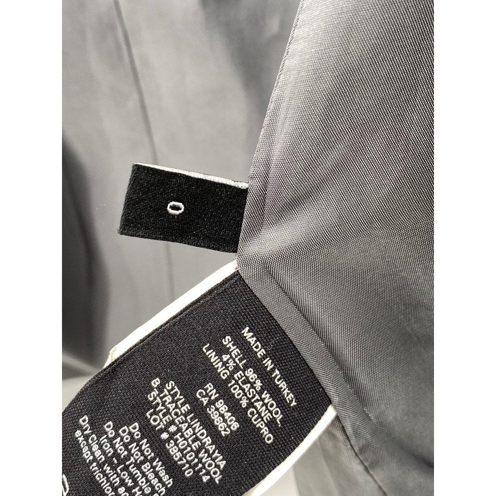 THEORY Women's Dark Gray Open Front Collarless Wool-Blend Lindrayia Blazer SZ 0