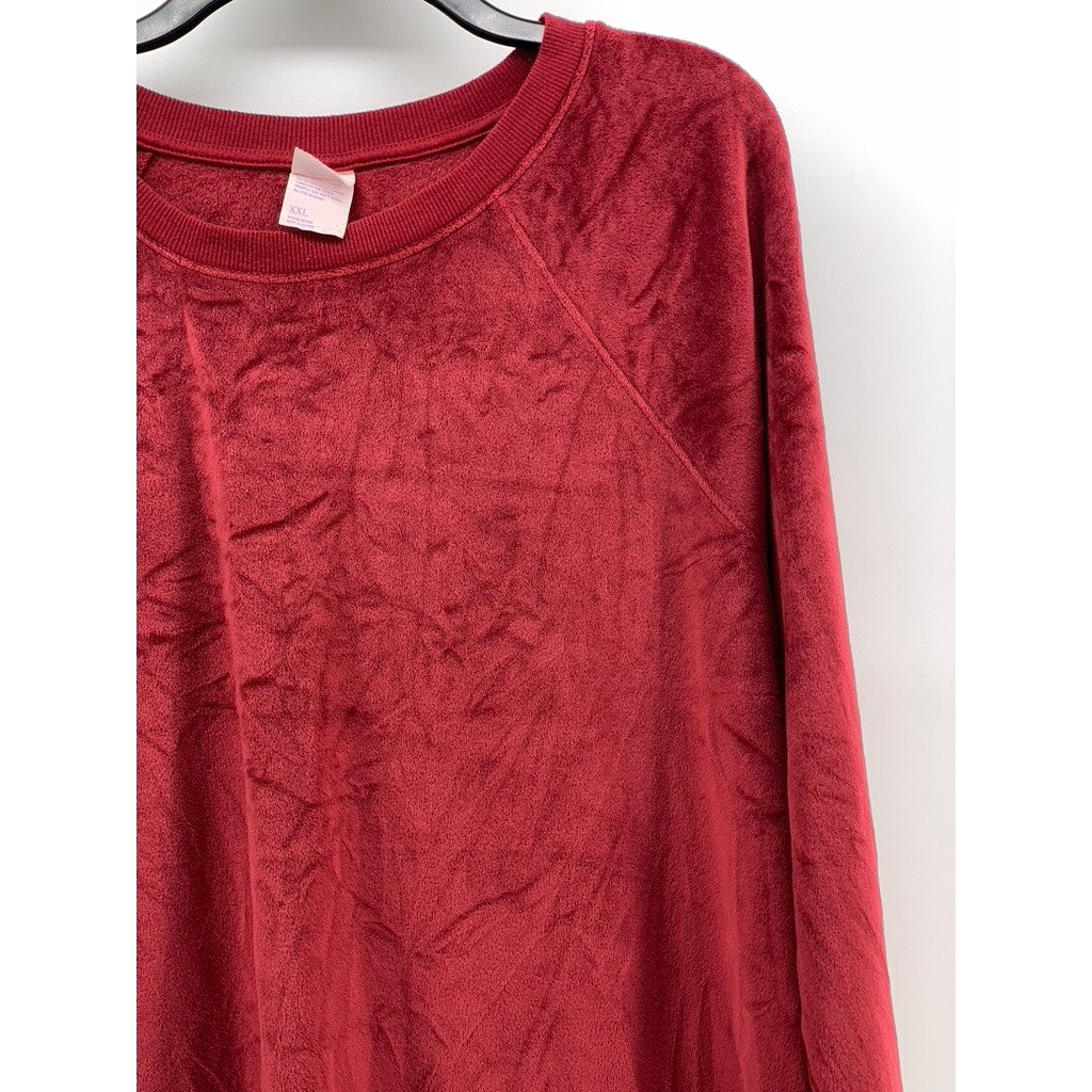 STARS ABOVE Women's Burgundy Velour Crewneck Sweater SZ 2XL