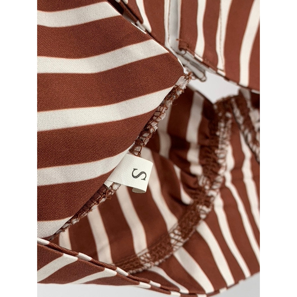 UNBRANDED Women's Brown-White Striped Bralette SZ S