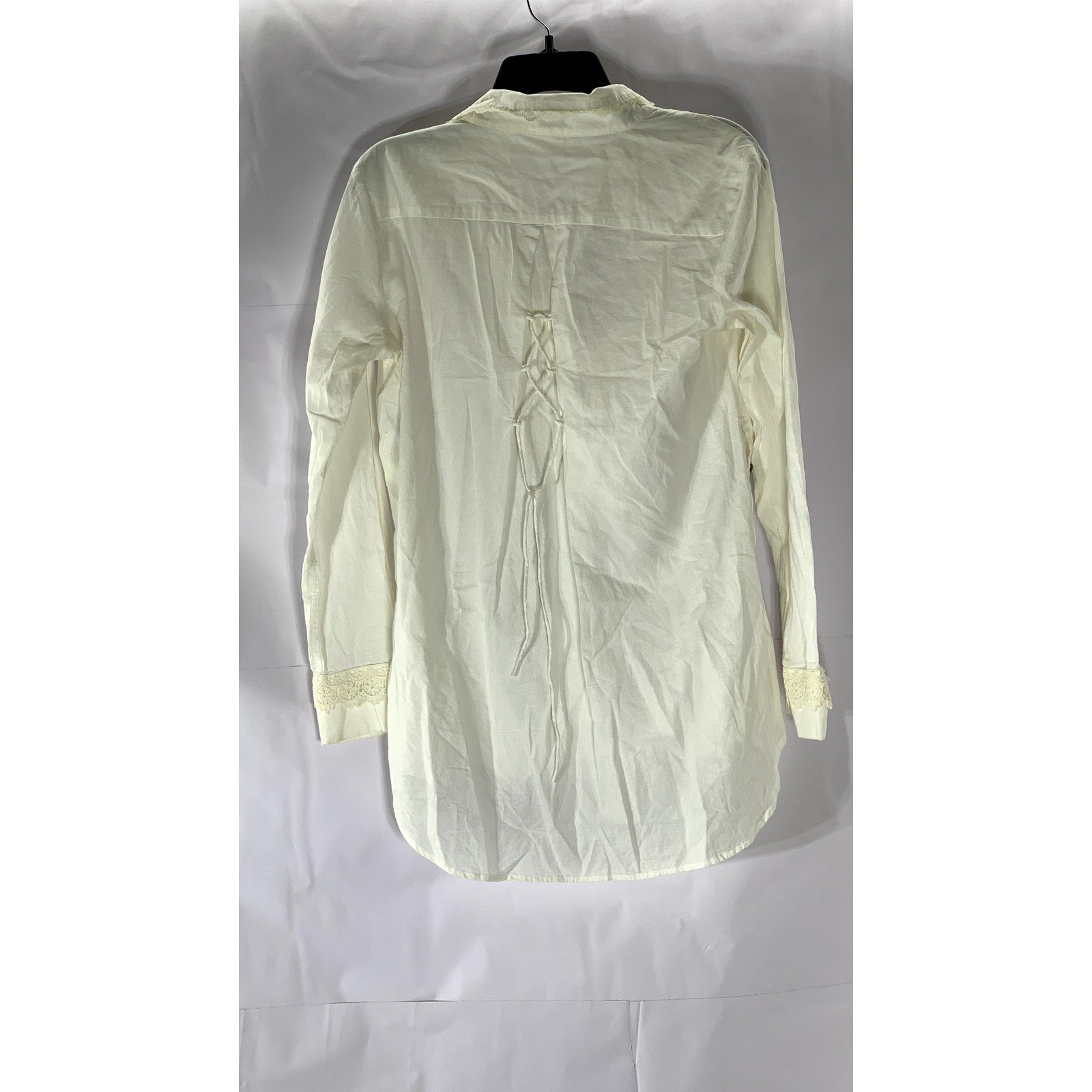 TASHA POLIZZI COLLECTION Women’s Cream Crochet Knit V-Neck Button Top SZ M