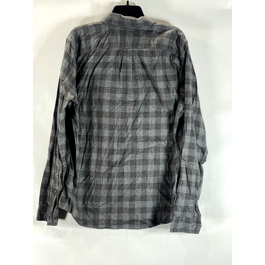 ABERCROMBIE & FITCH Men's Charcoal/Black Plaid Button-Up Muscle Shirt SZ XL