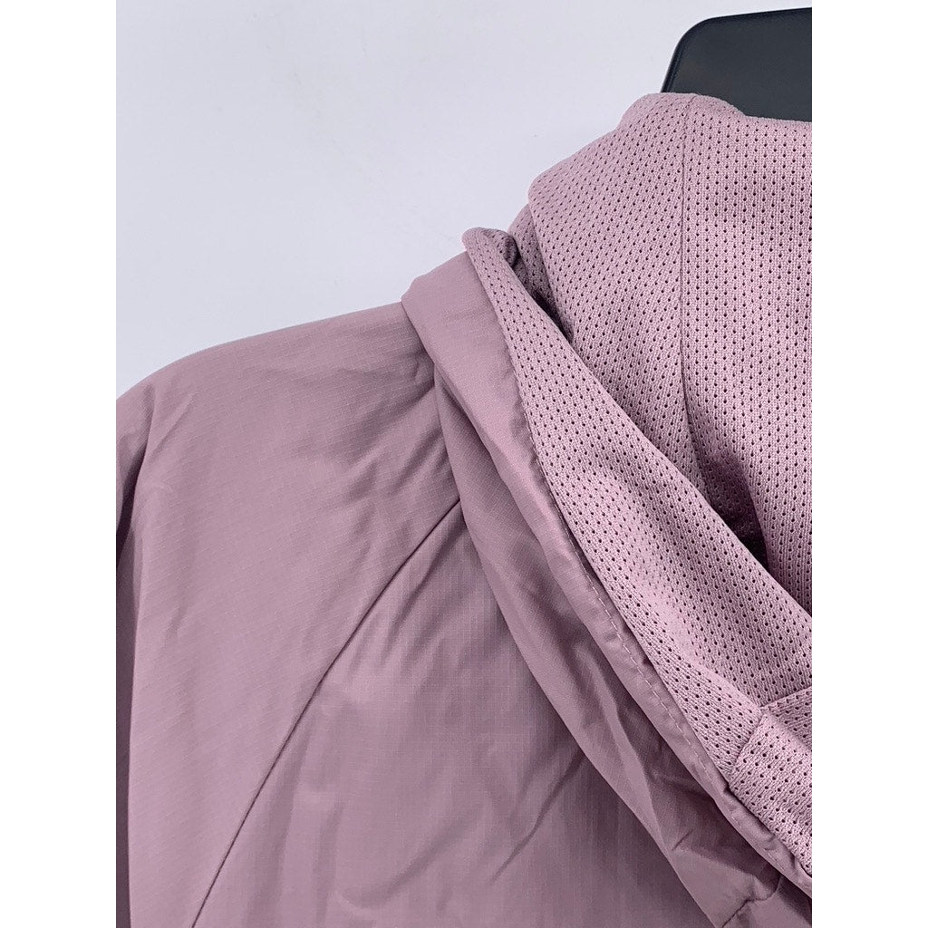 NIKE Women's Dusty Pink Logo Hooded Long Sleeve Zip-Up Active Jacket SZ M