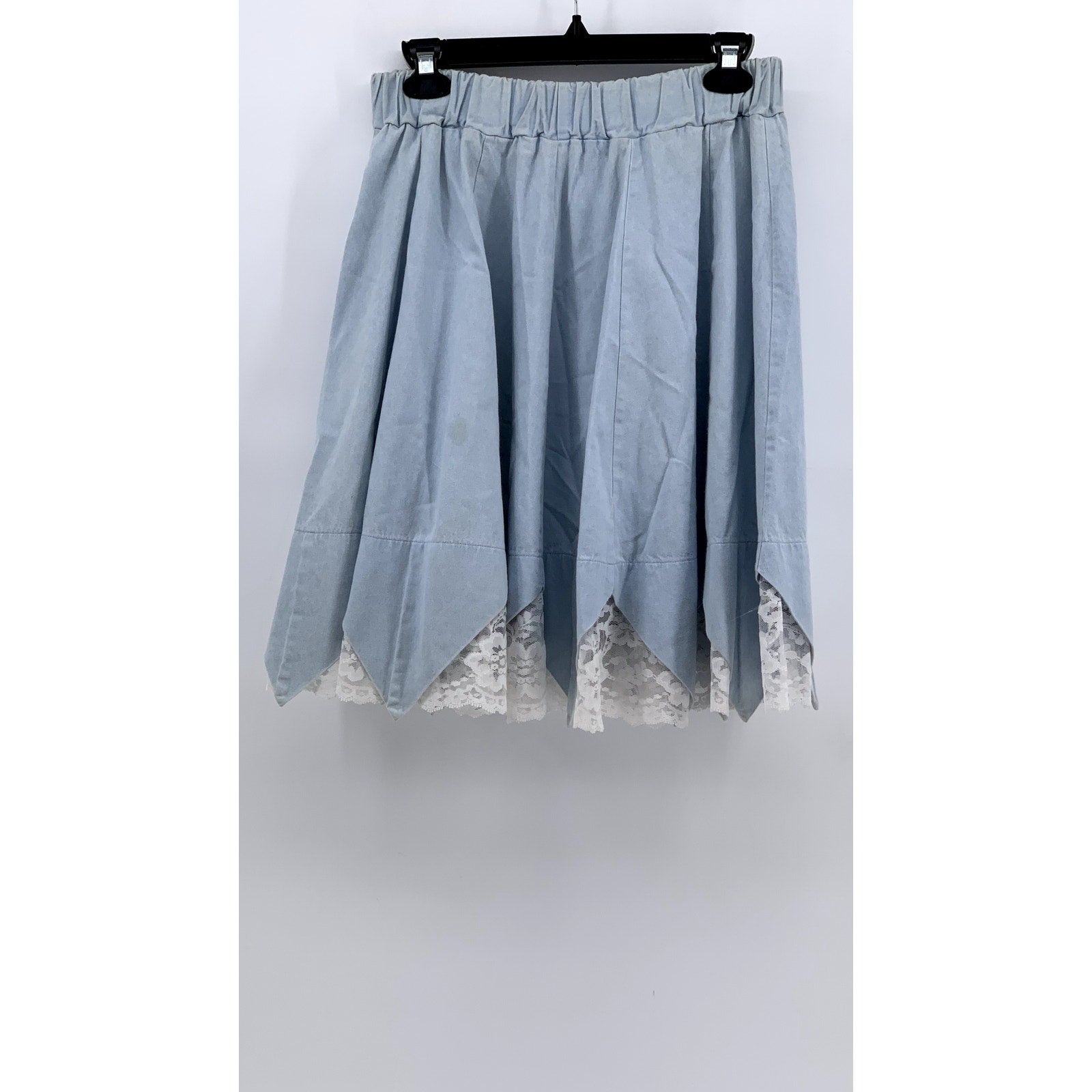 LONDON BRIDGE MONDIKI Women’s Blue Vintage Lace Trim Point Hem Skirt SZ 20