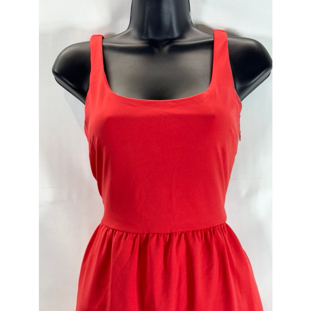 CYNTHIA ROWLEY Women's Red Scoop-Neck Sleeveless Pocket Knee Length Dress SZ 4