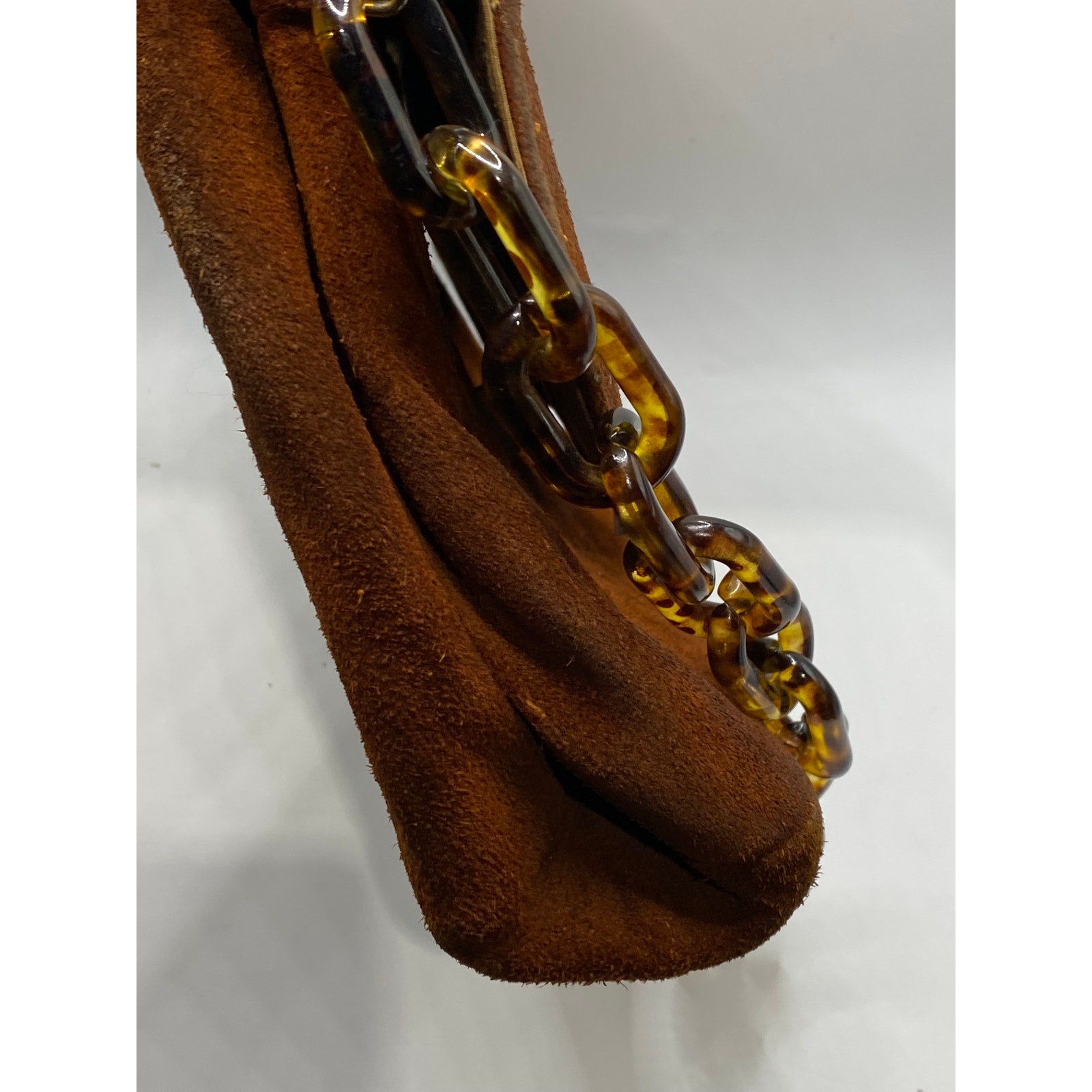 TOWN & COUNTRY SHOES Women's Vintage Brown SuedeLeather Tortoiseshell Clutch Bag