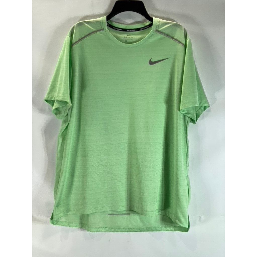 NIKE Running Men's Bright Green Rise 365 Perforated Dri-Fit T-Shirt SZ XL